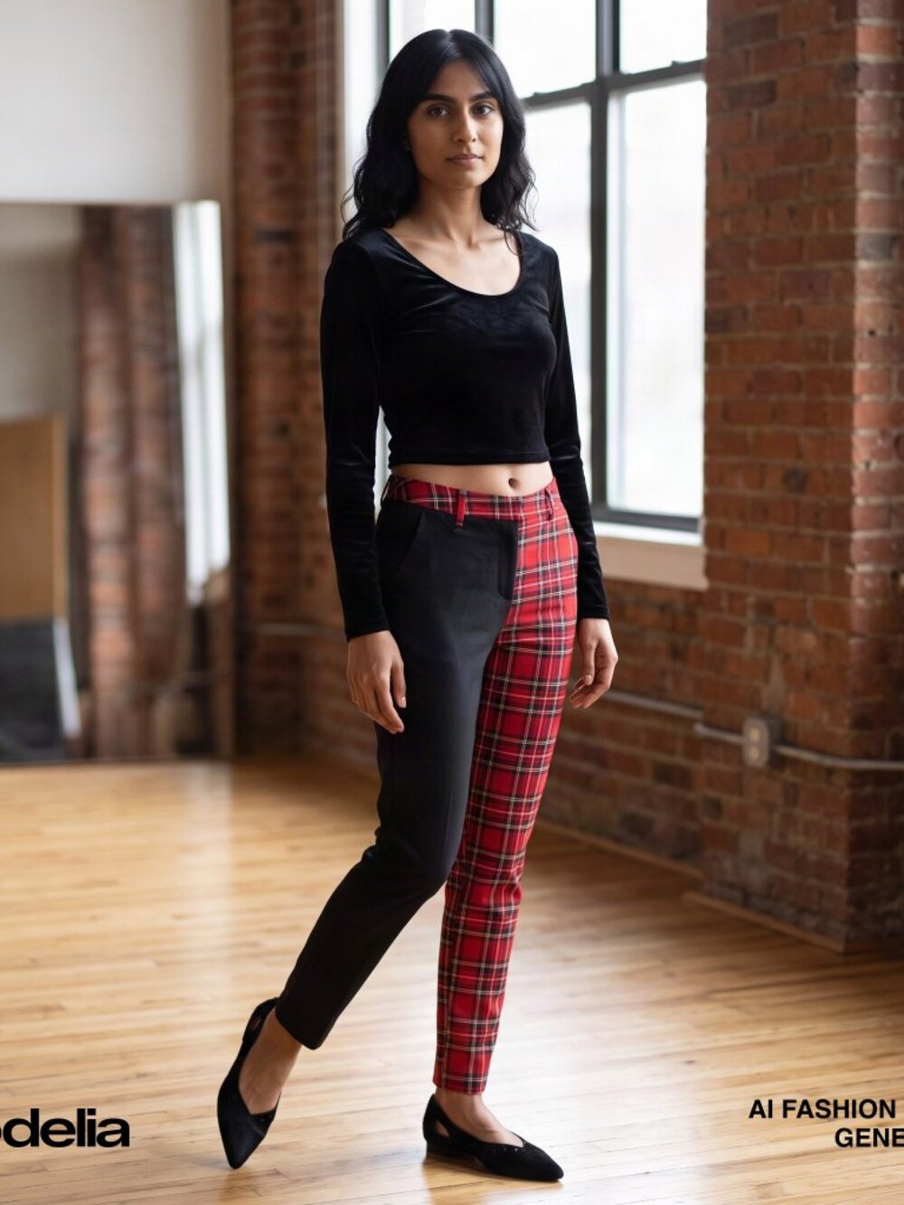 Hot Topic Black Red Tartan Split Slim Tapered Pants Size XS